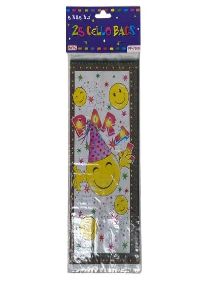 أوانفون أكياس على شكل وجه مبتسم - 25 كيسًا من السيلوفان مع أربطة لولبية لتوزيعات حفلات الوجه المبتسم، أكياس هدايا صيفية، أكياس بلاستيكية مزينة بابتسامة إيموجي لعيد ميلاد فتاة، كمية كبيرة، تضيف لمسة مميزة لديكورات الحفلات - Image 3